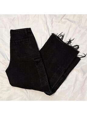 Washed Black Cargo Denim Jeans
